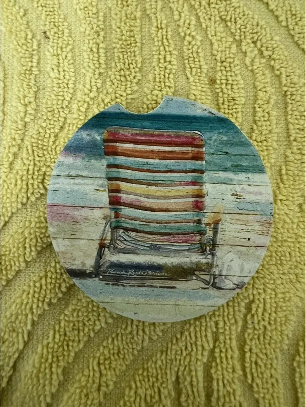 I Need a Day at The Beach Ceramic  Stone Car Coaster By Patrick Reid O'Brien
